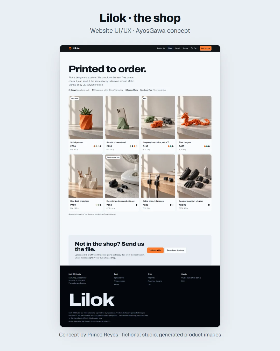 Shop page as a Facebook post.