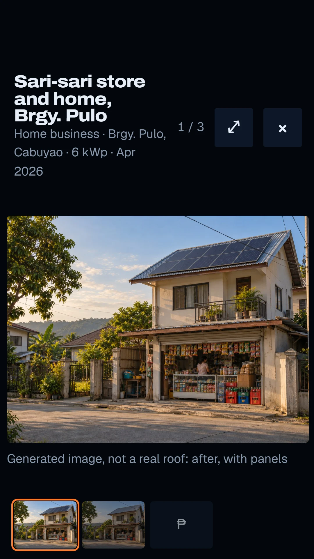 Story slide: the projects viewer, a sample install with the bill before and after.