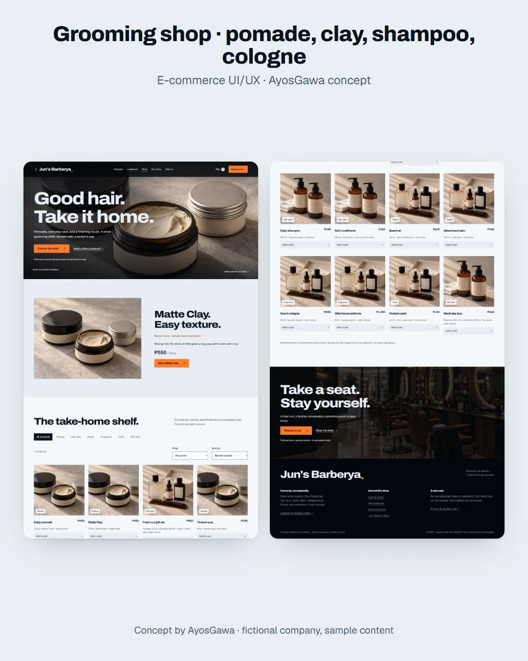 Whole shop page laid out in columns