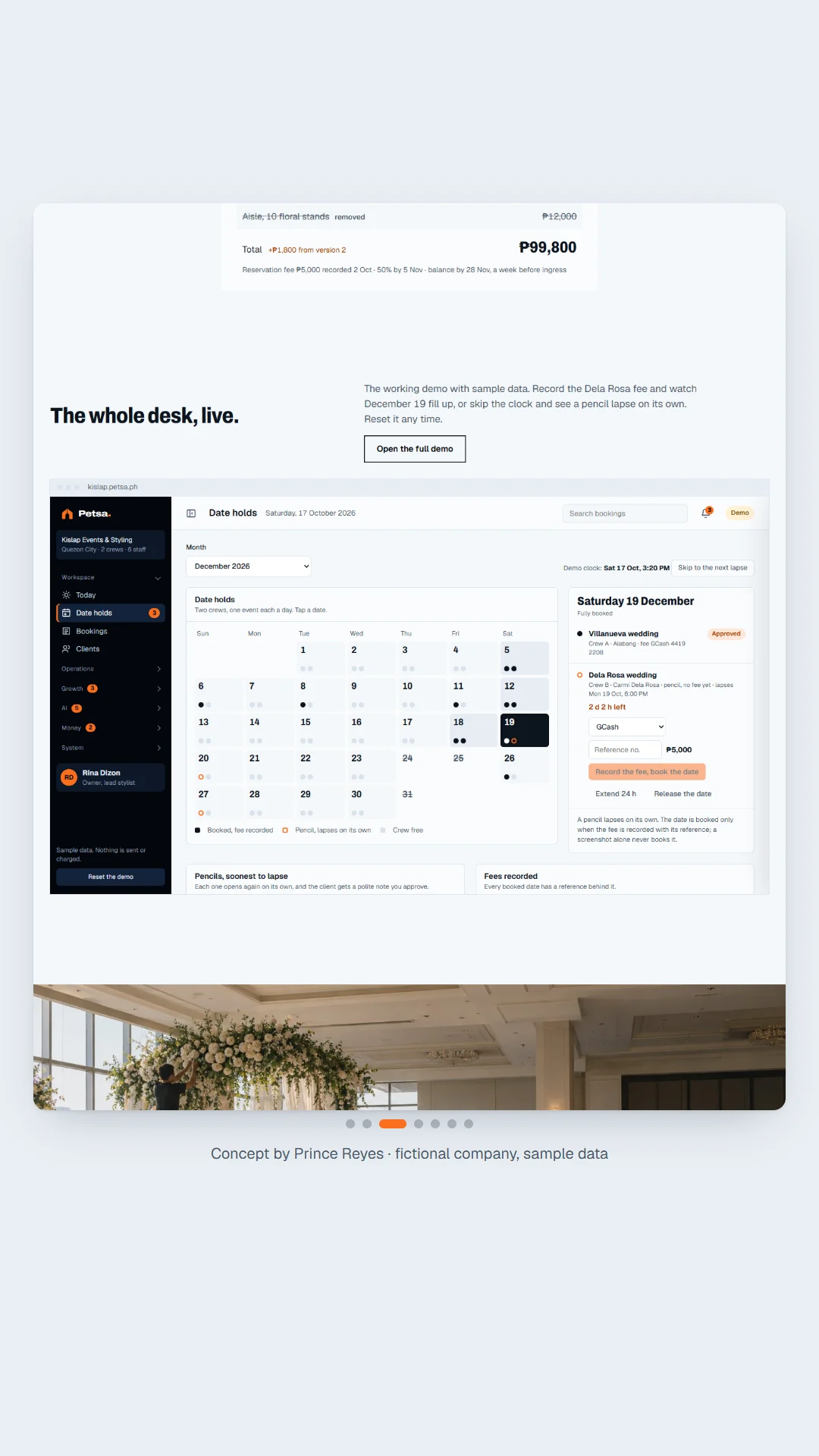 Part 3 of the home page, scrolled in sections