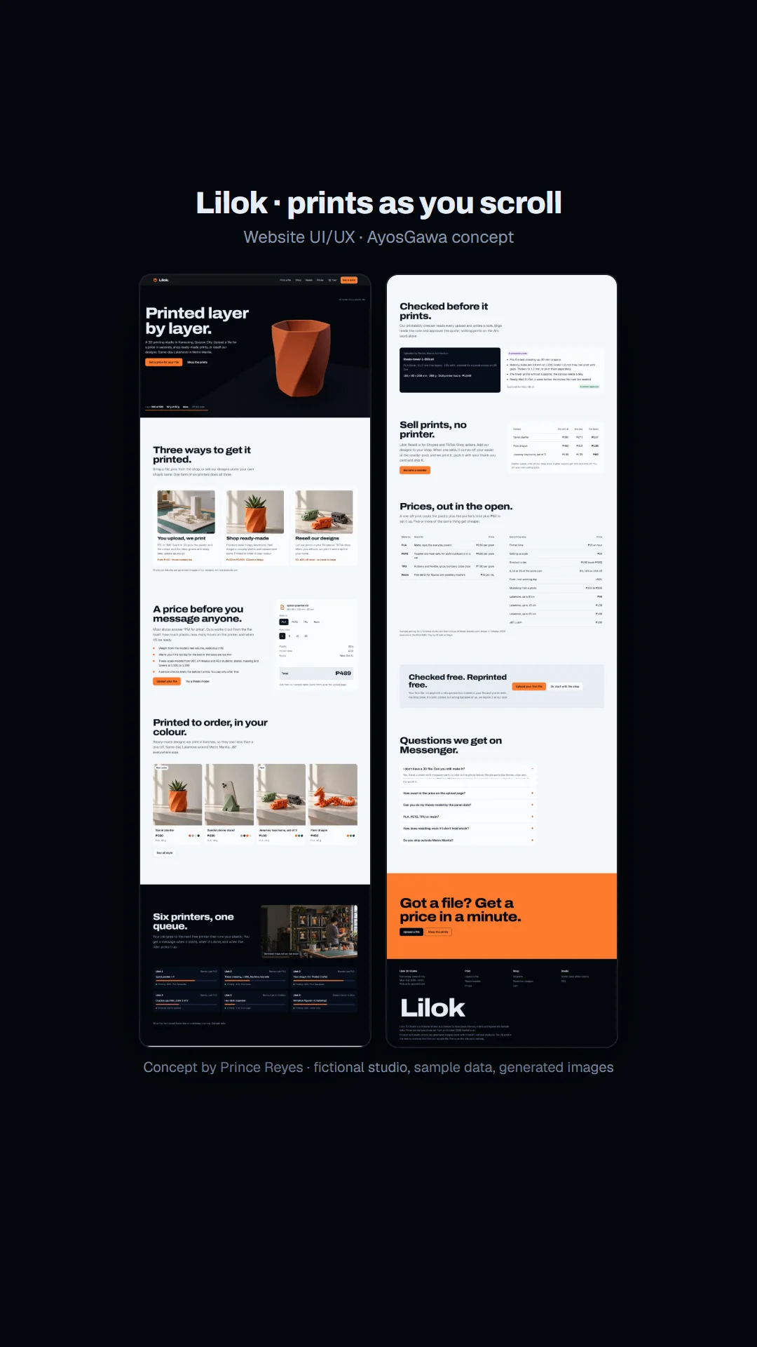 Home page as a vertical story.