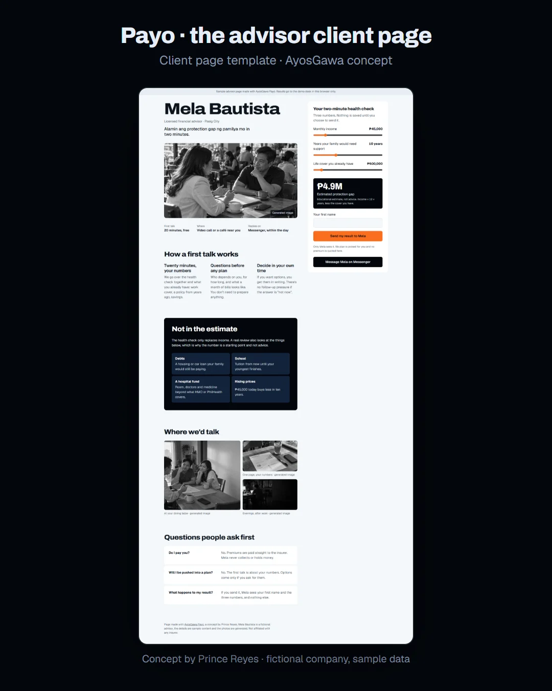 Client page as a Facebook post.