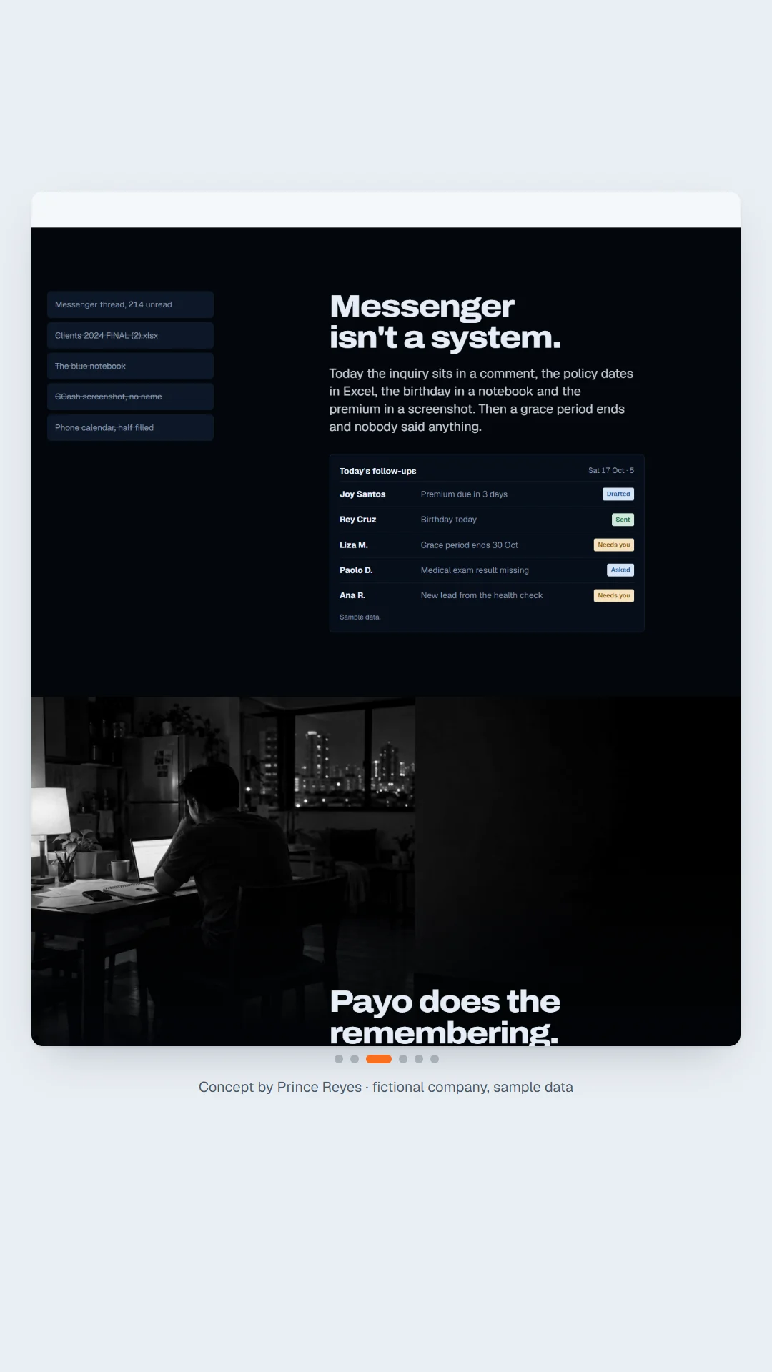 Home page, scroll image 3, a column of the full page.