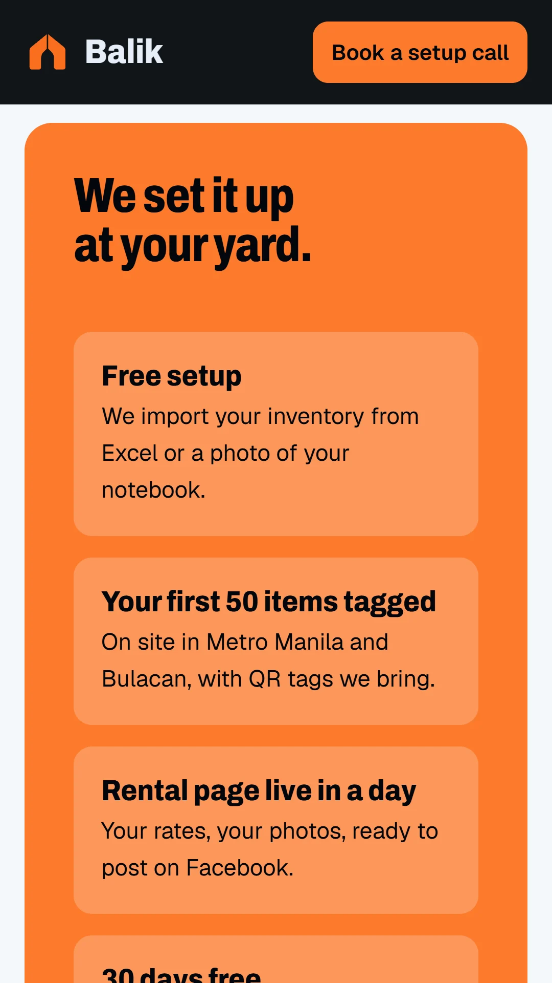 Setup offer