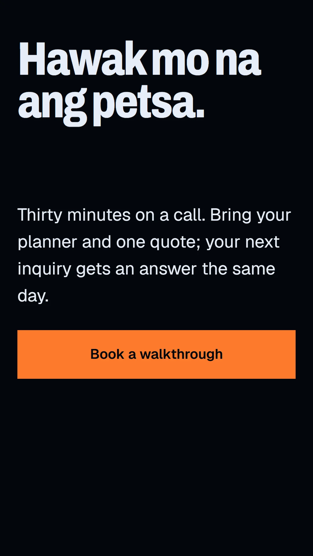 Closing slide with the offer