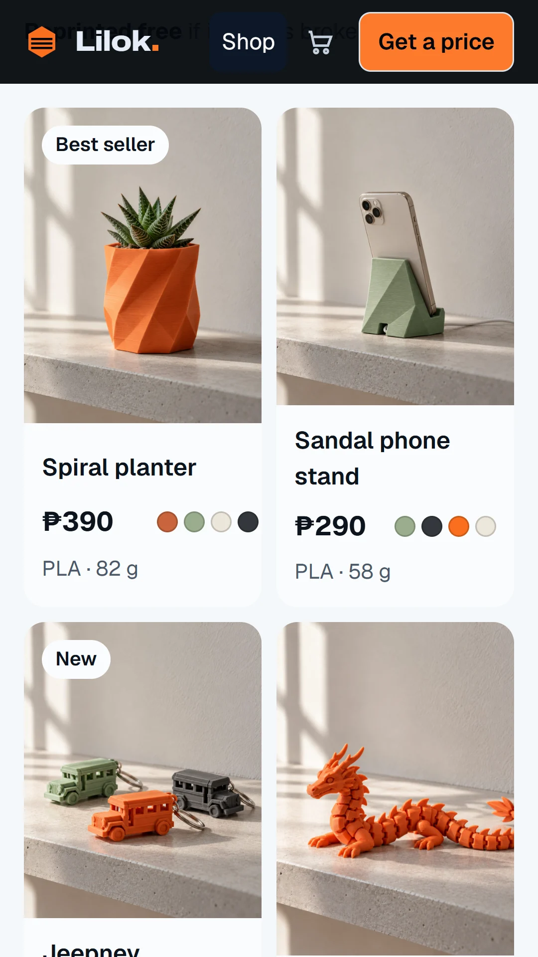 Story slide: the shop catalog.