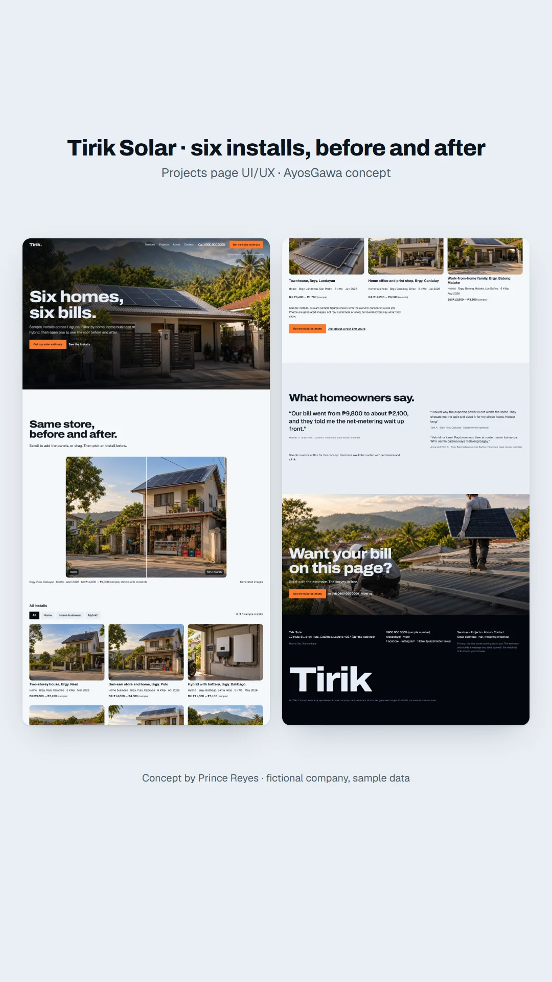 Projects page as a vertical story.