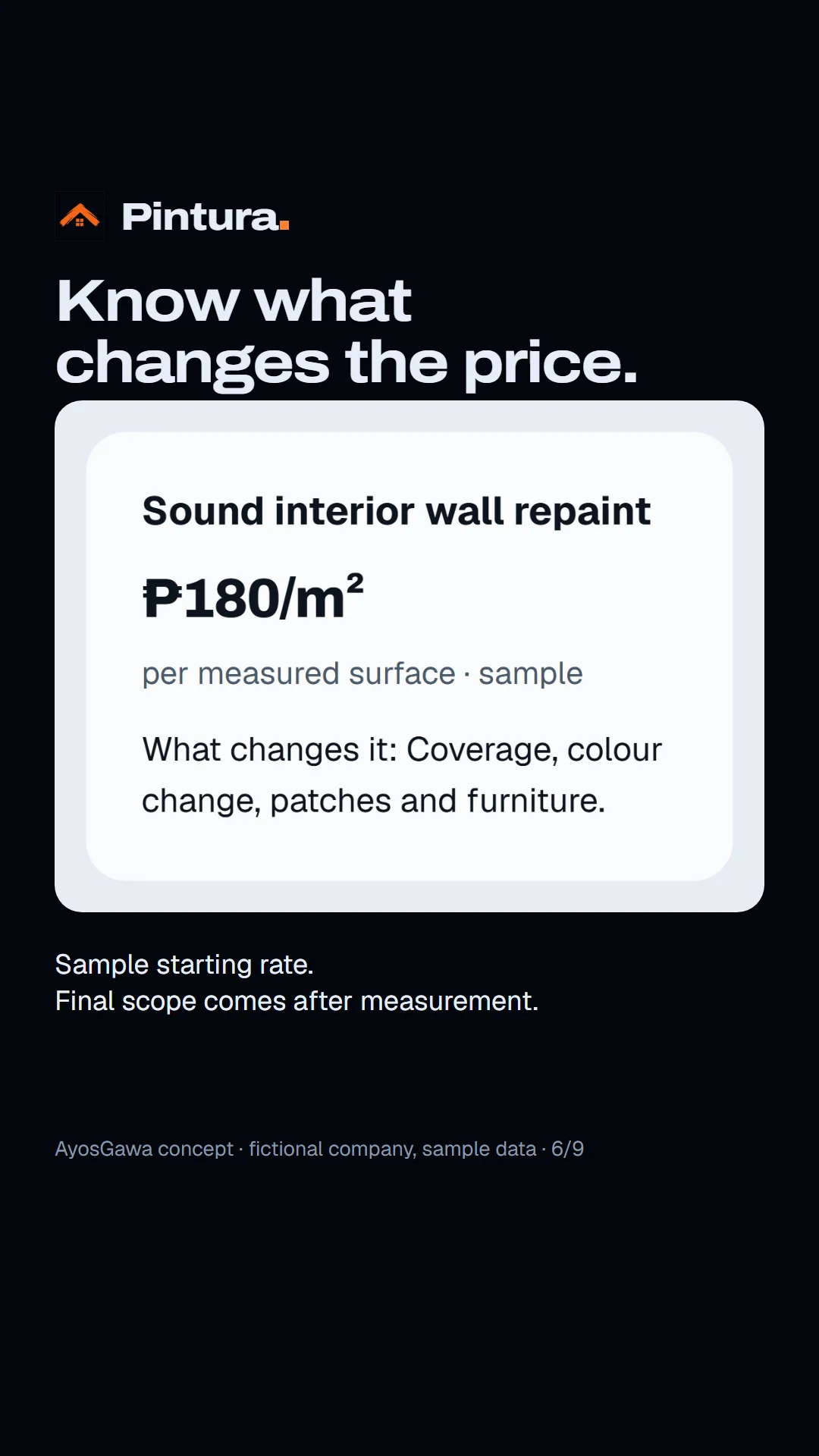 Story slide: sample starting prices and what changes them.