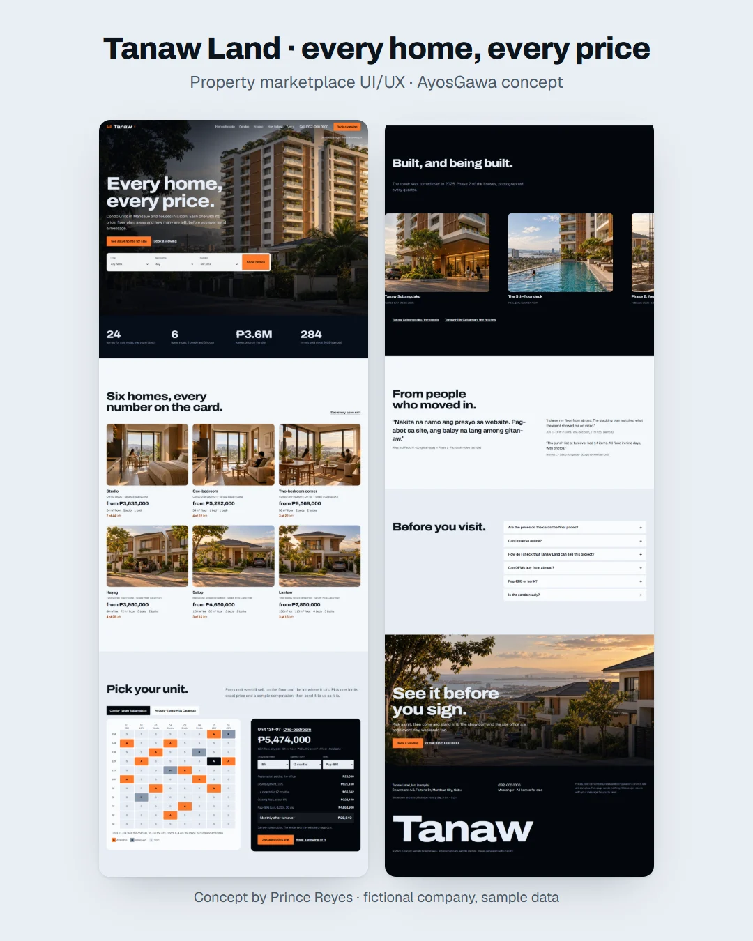 Home page as a Facebook post: the whole marketplace page in columns.