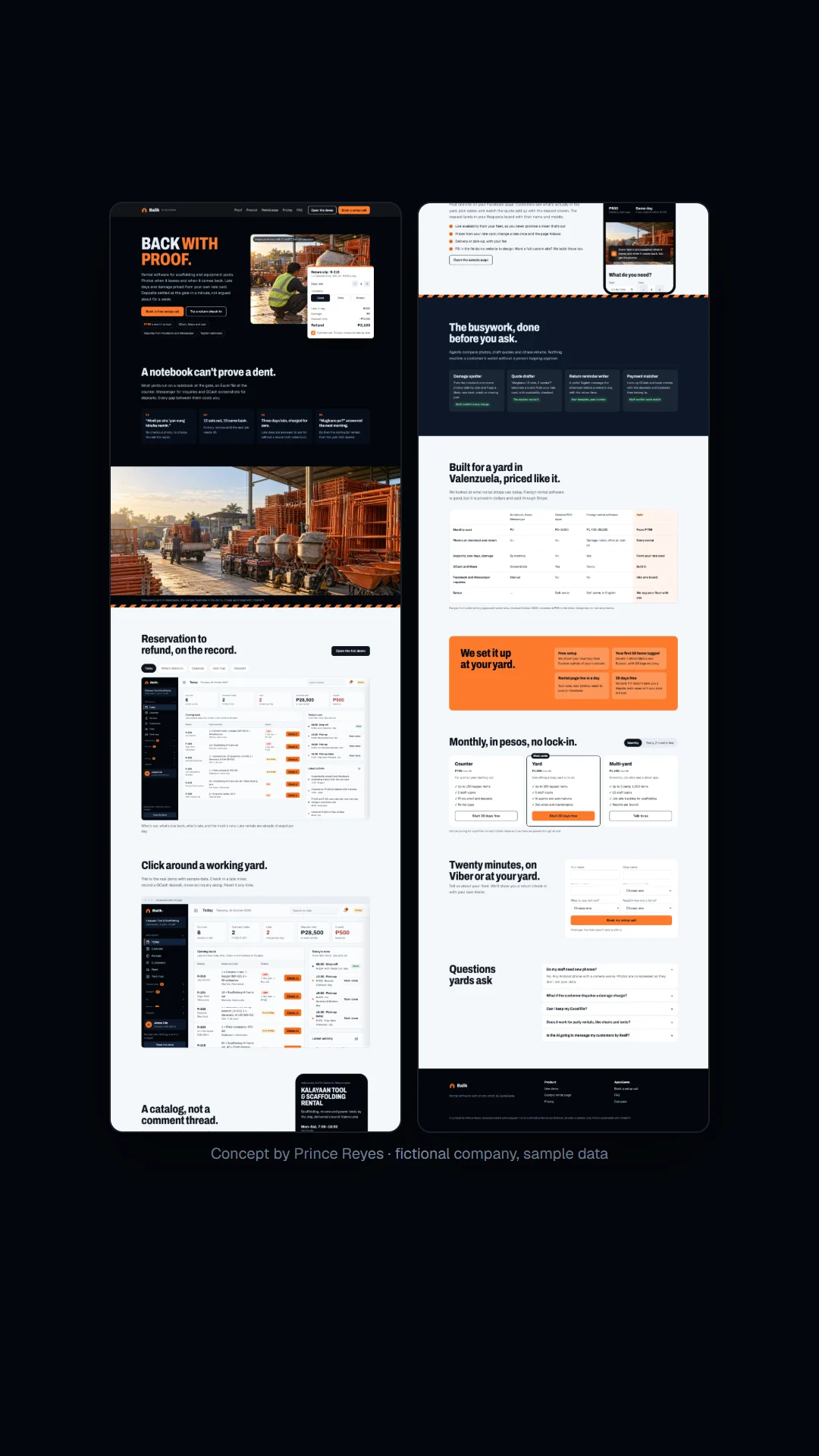 Home page in the dark theme, story format