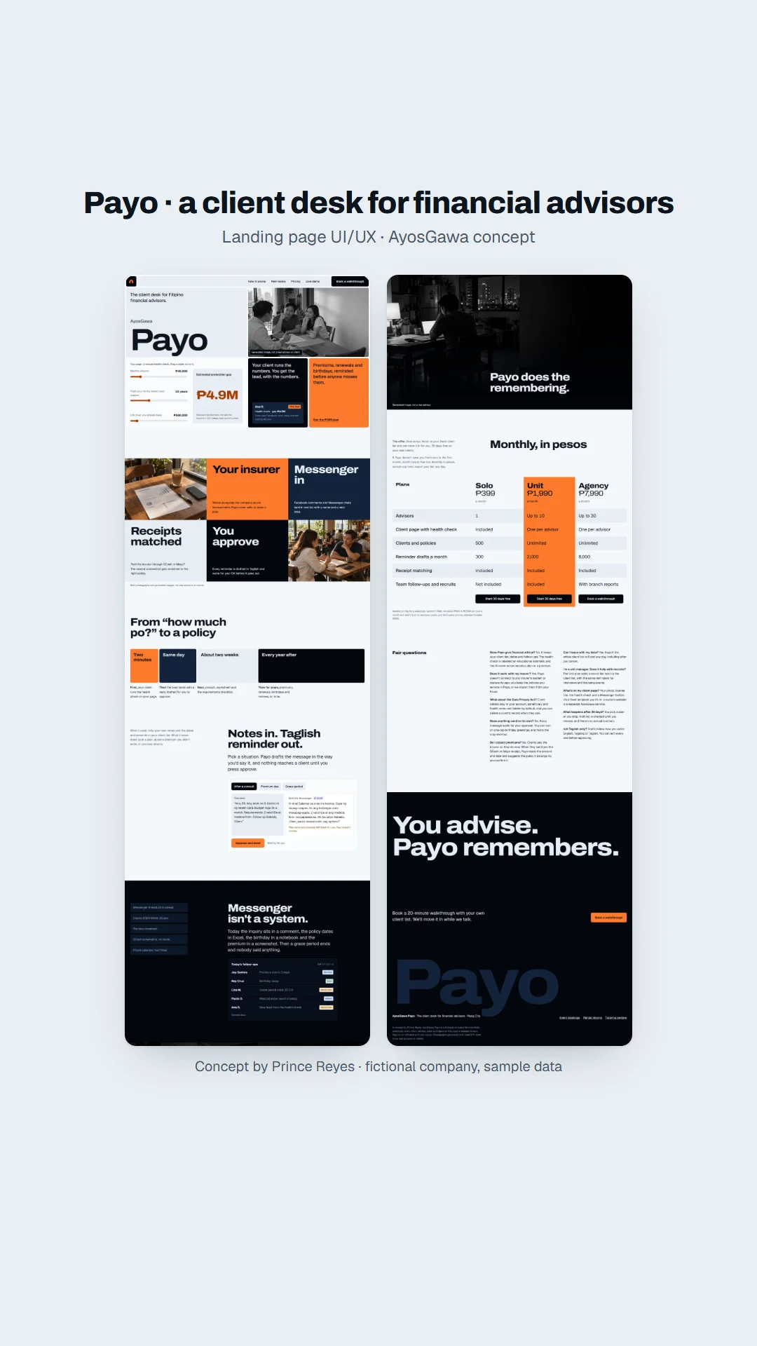Home page as a vertical story.