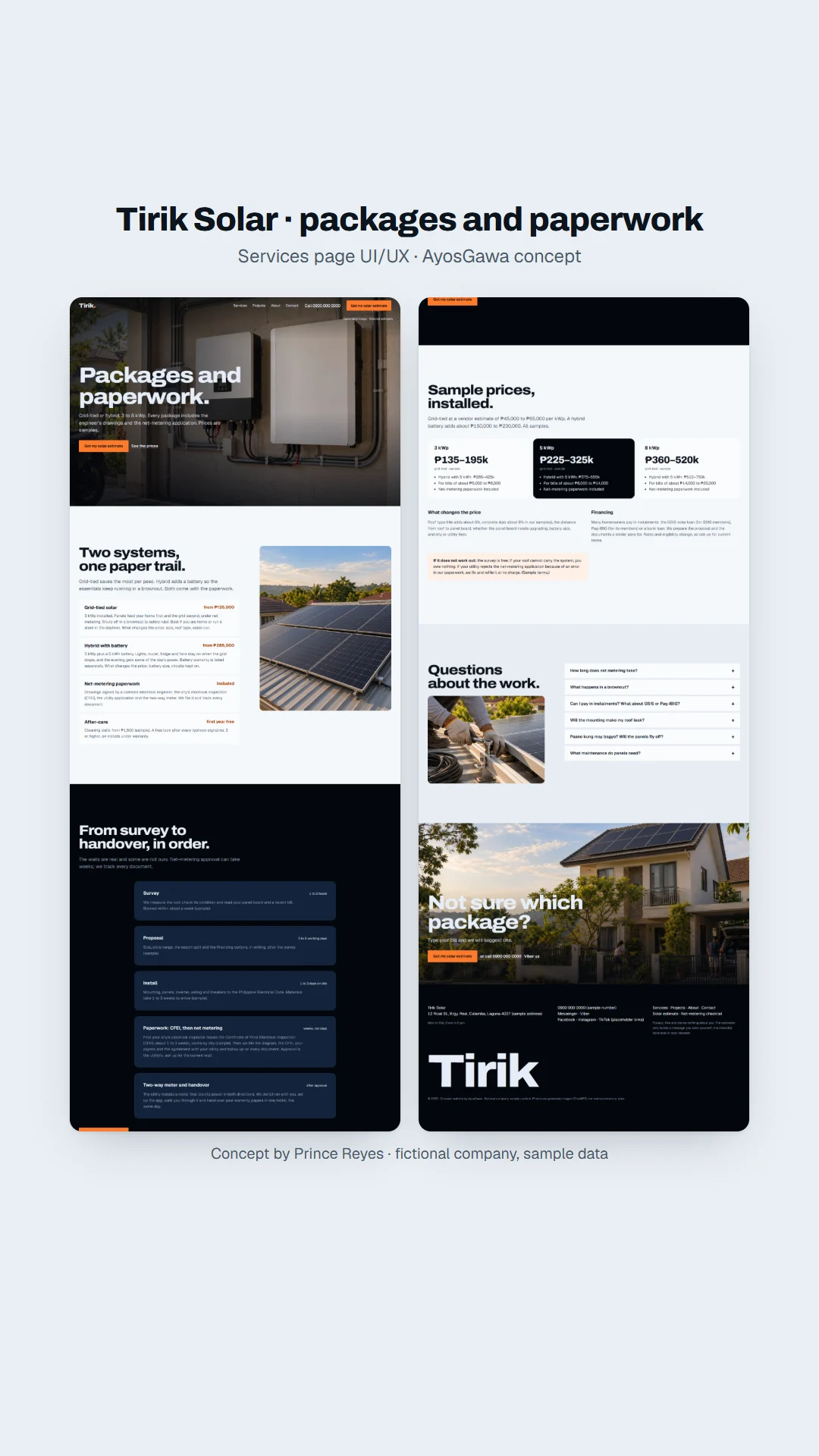 Services page as a vertical story.