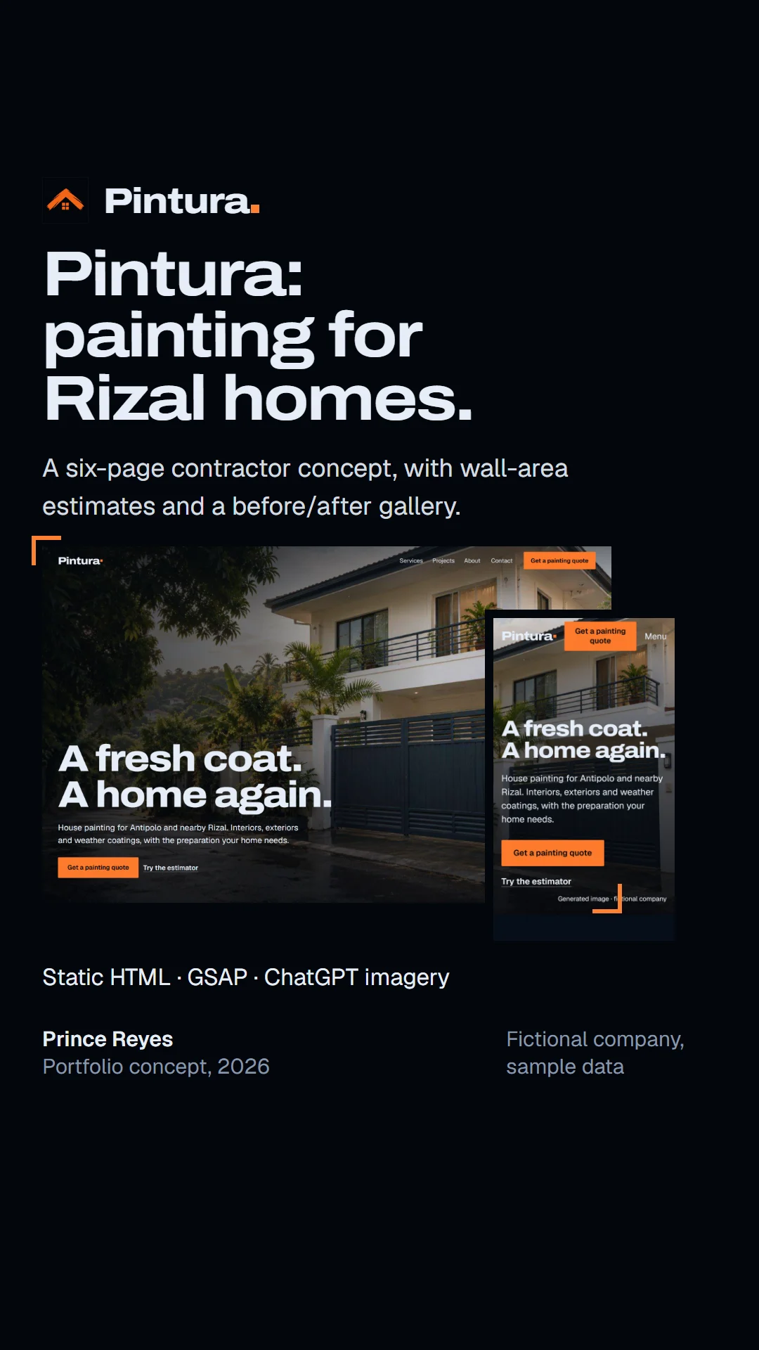 Story slide: Pintura cover, the six-page house painting concept.