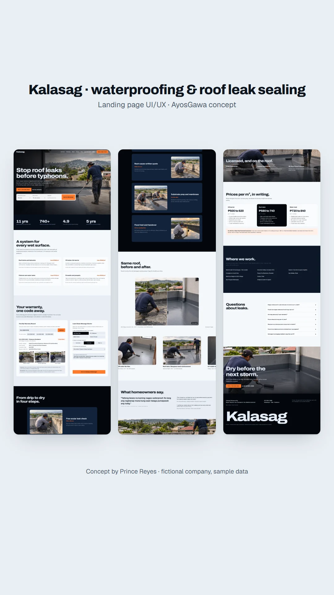 Home page as a vertical story.