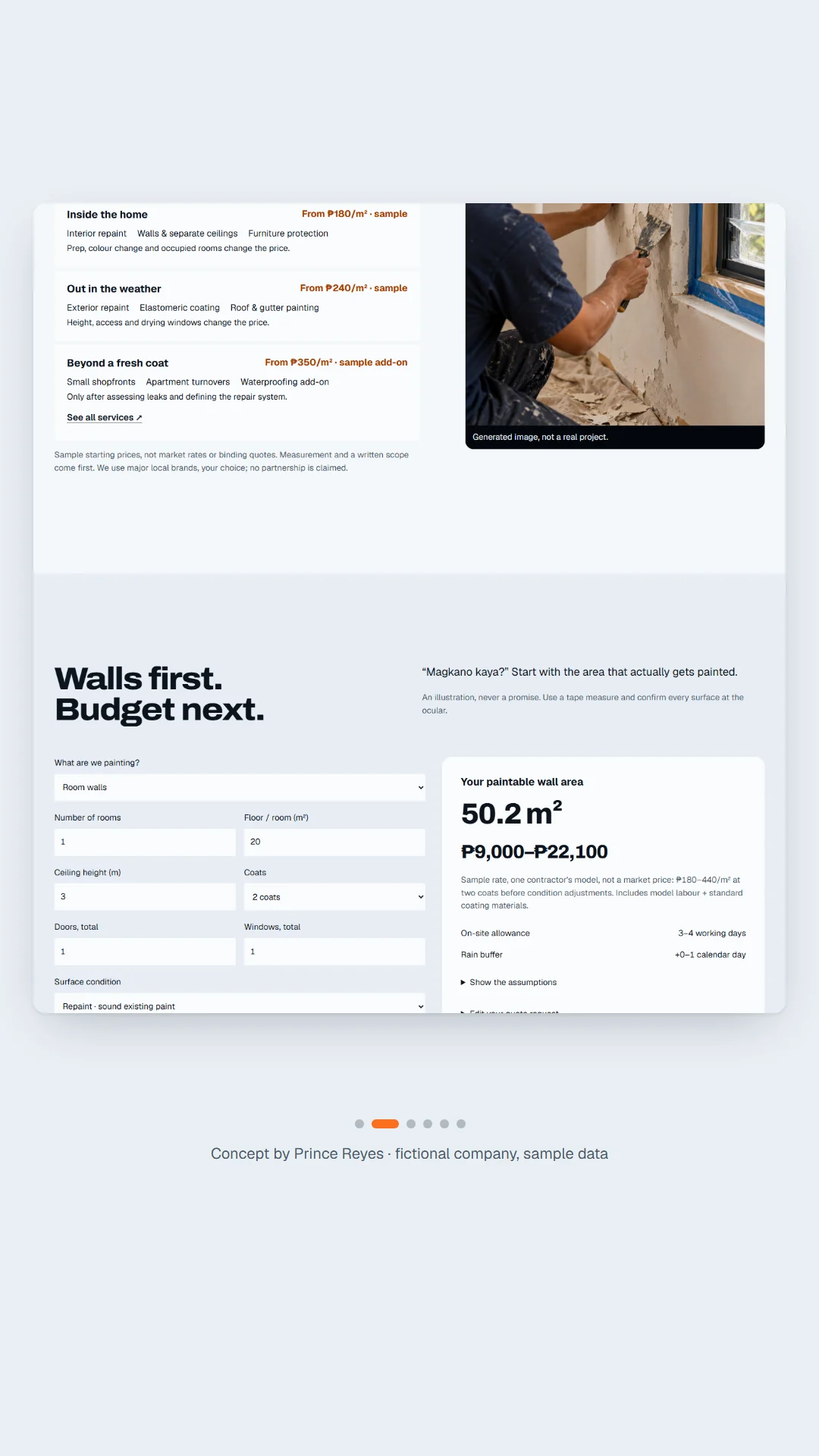 Home page, scroll image 2, a column of the full page.