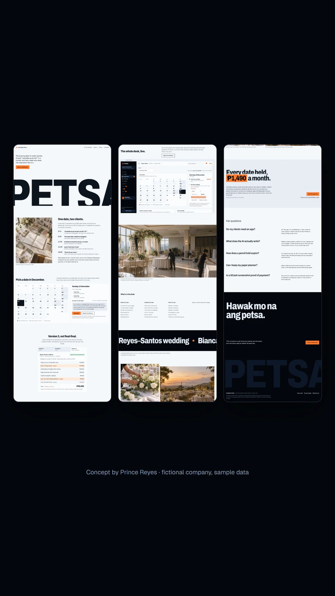 Home page in the dark theme, story format