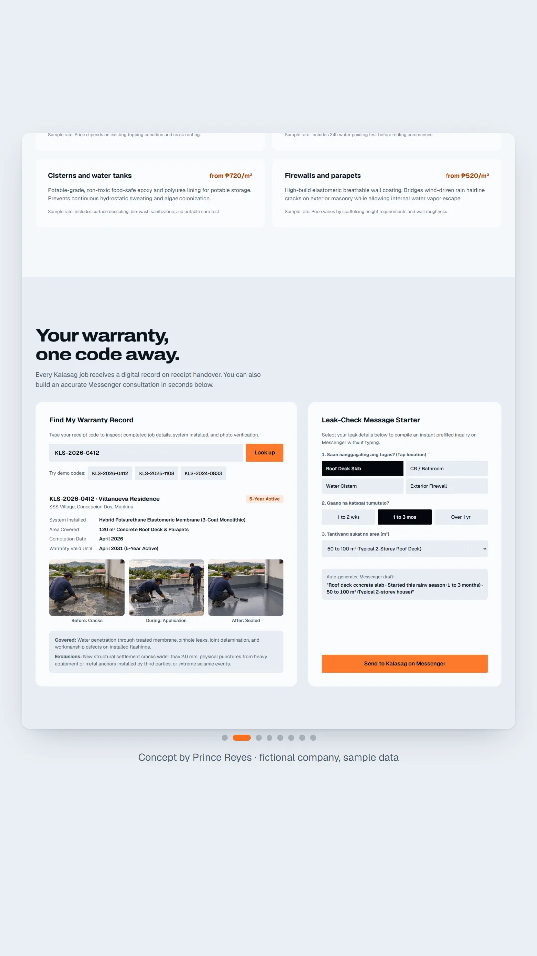 Home page, scroll image 2, a column of the full page.