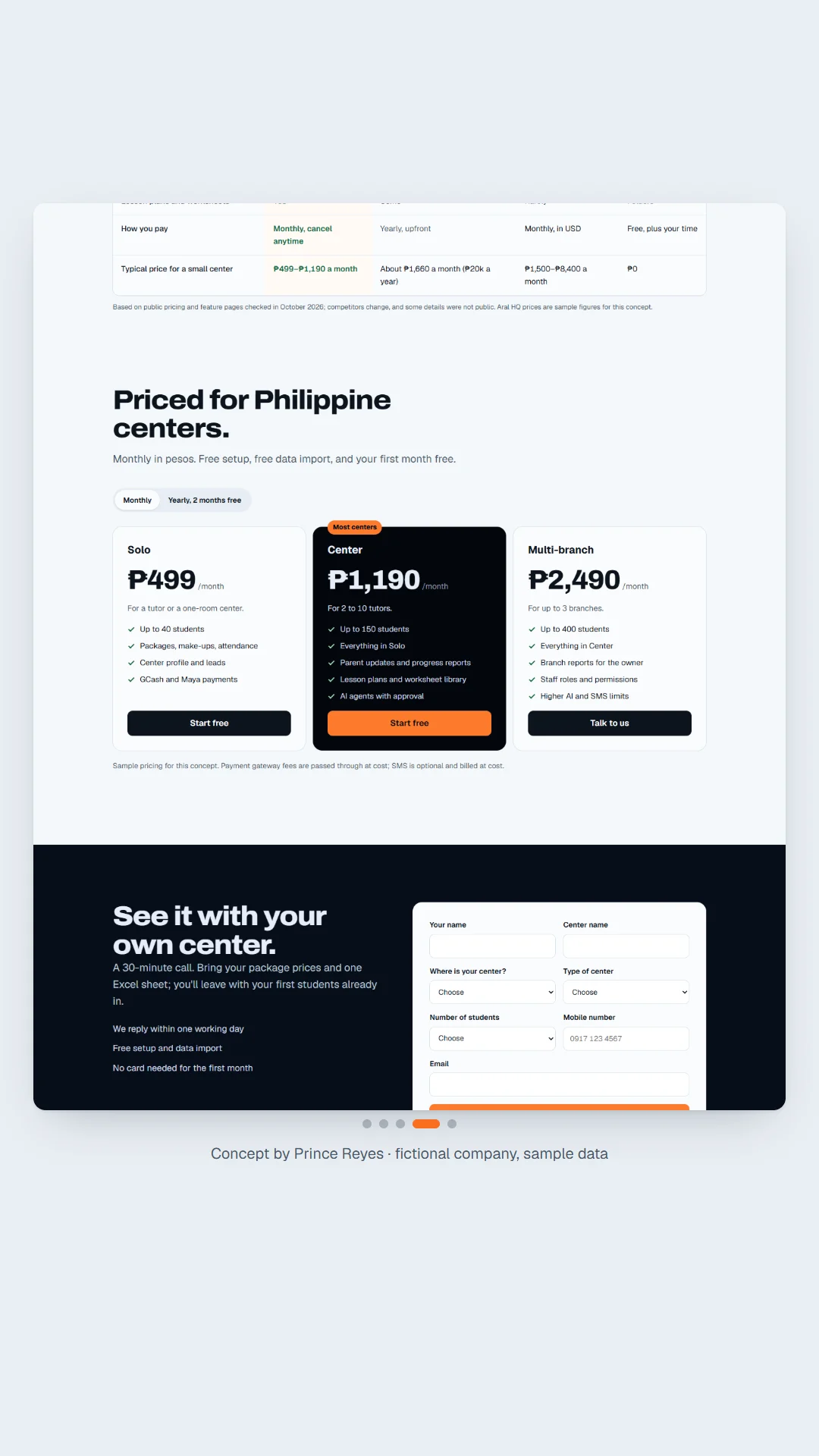 Aral HQ home page, scroll image 4, a column of the full page.