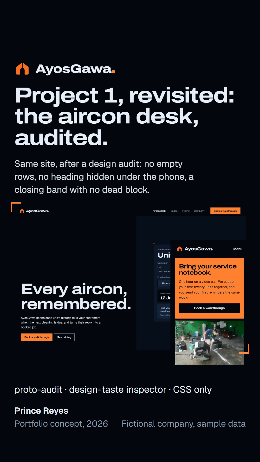 Cover slide for the AyosGawa aircon site.