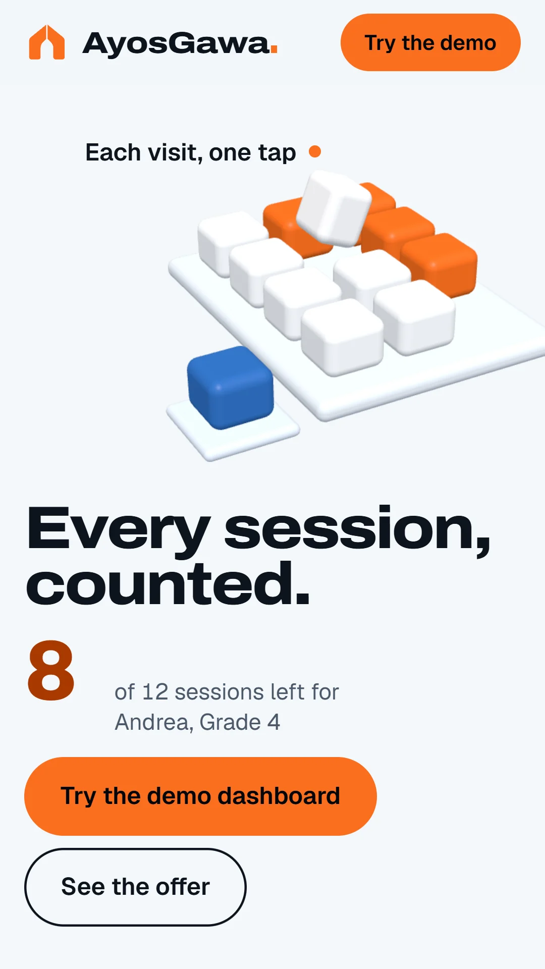 The session counter going down as blocks flip orange.