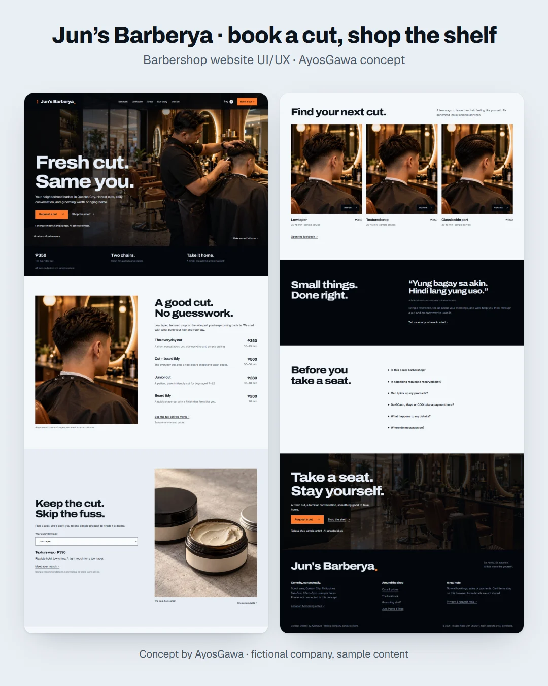 Whole home page laid out in columns