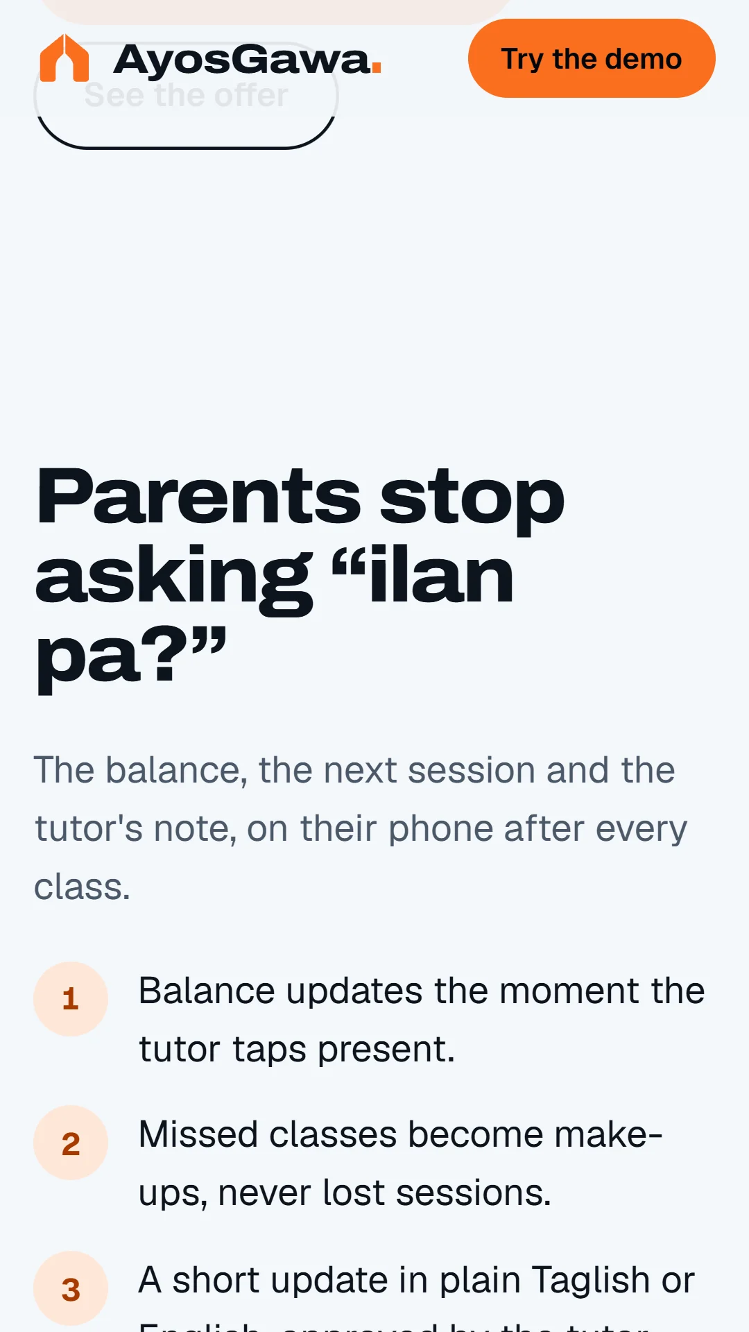 The parent's balance ring and message.