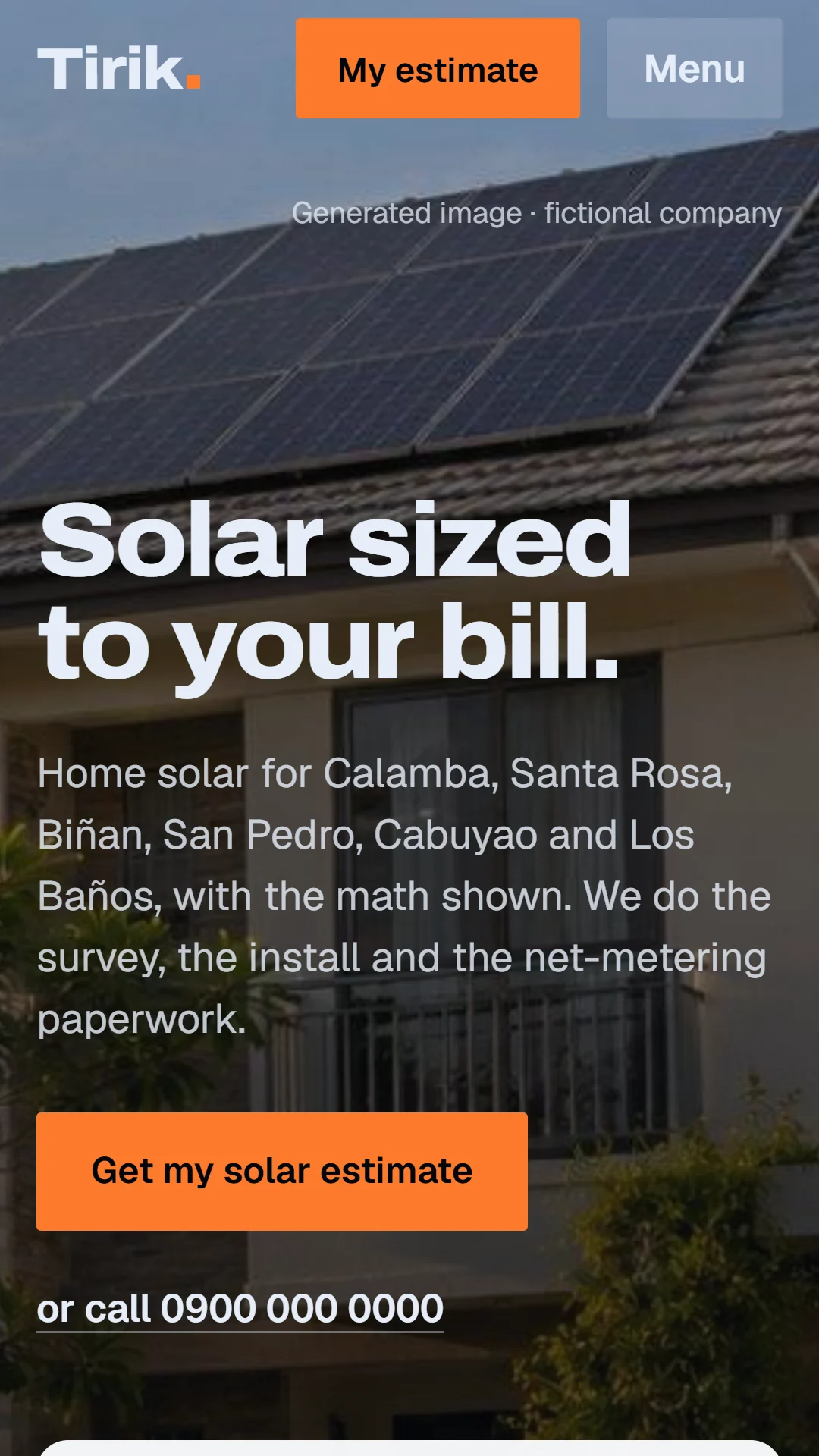 Story slide: the hero, solar sized to your bill.