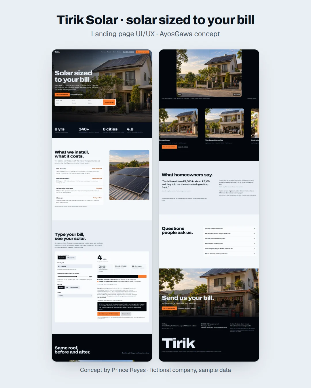Home page as a Facebook post: the whole page in columns.