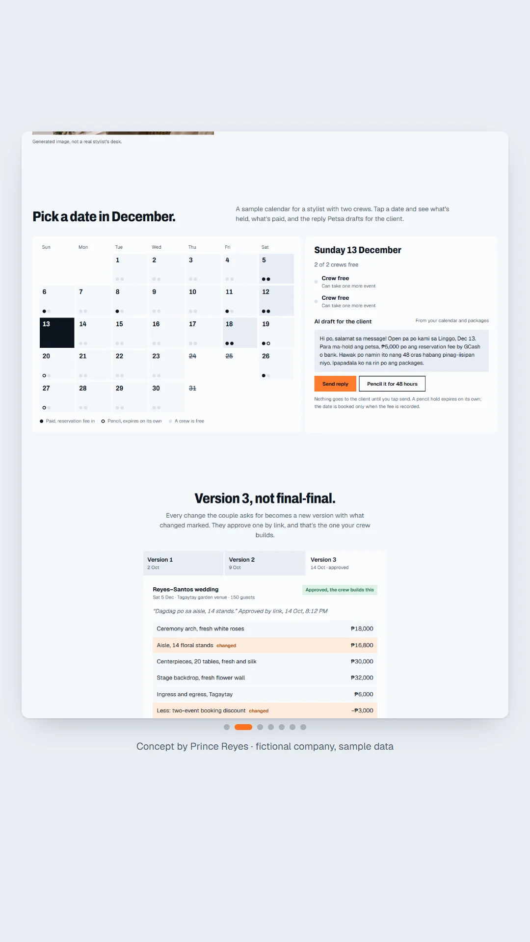 Part 2 of the home page, scrolled in sections