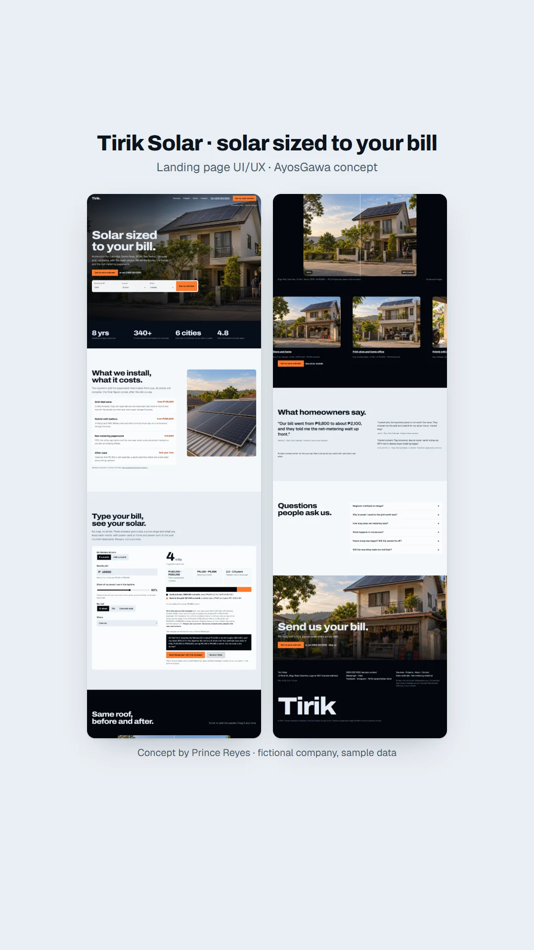 Home page as a vertical story.