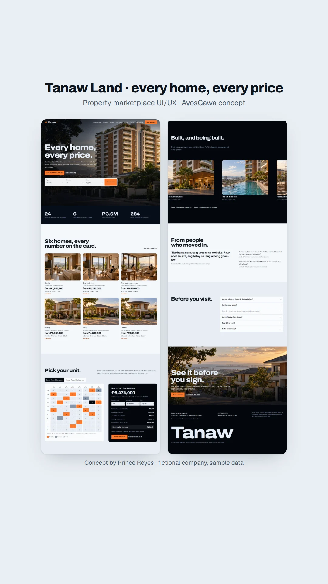 Home page as a vertical story.