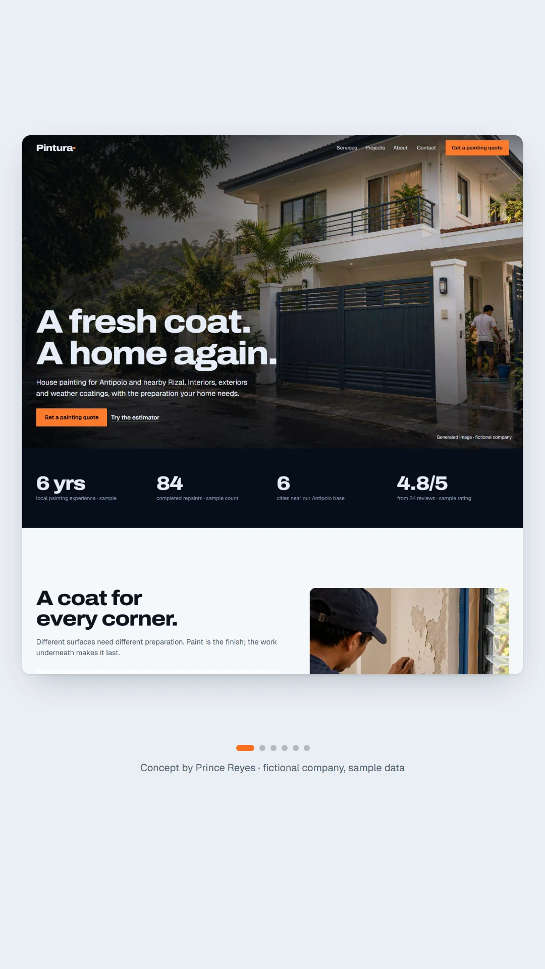 Home page, scroll image 1, a column of the full page.