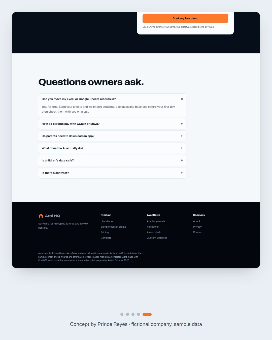 Aral HQ home page, carousel slide 5.