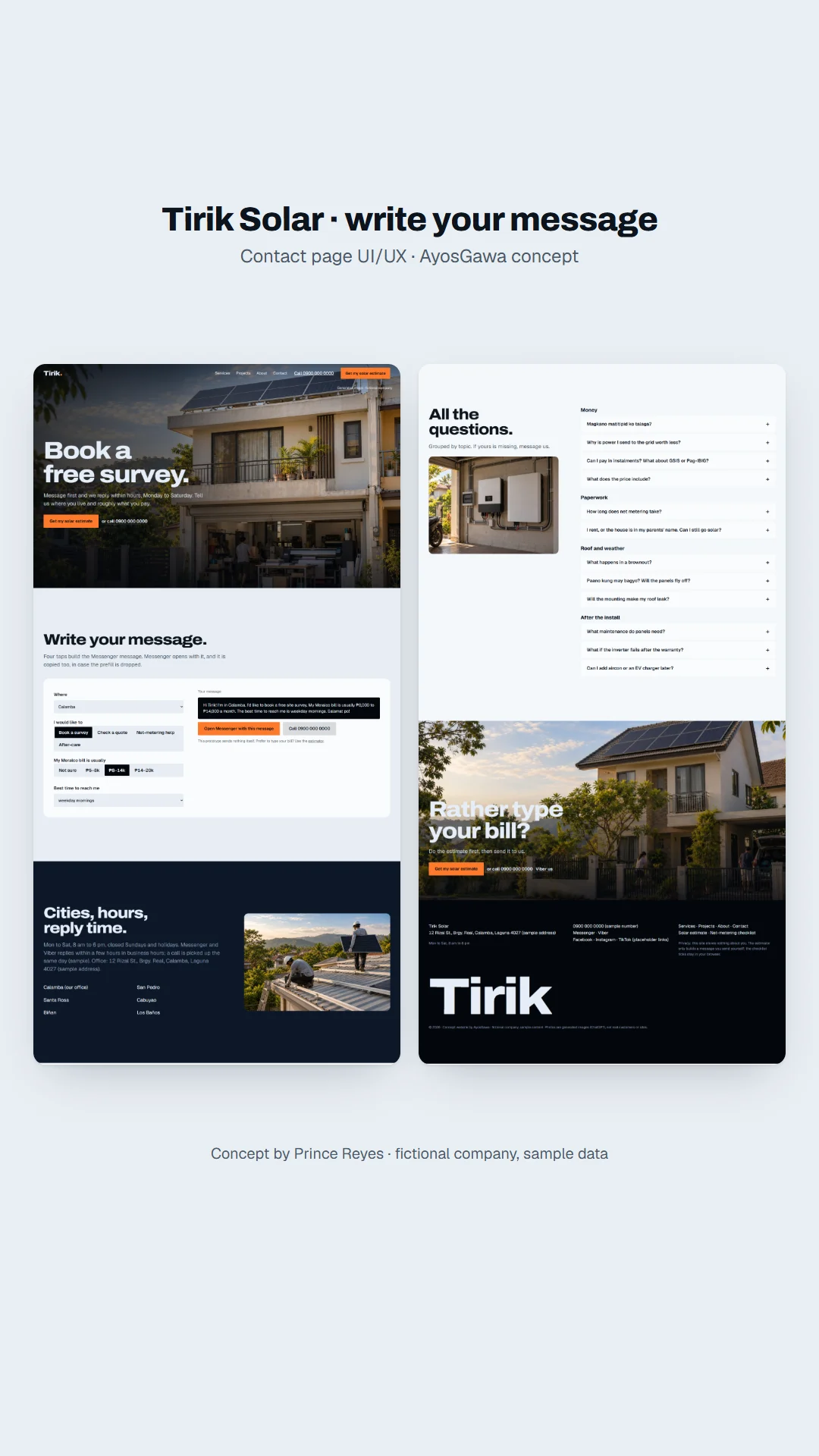 Contact page as a vertical story.