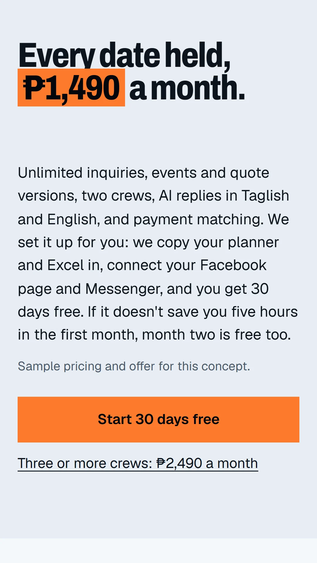 Sample pricing