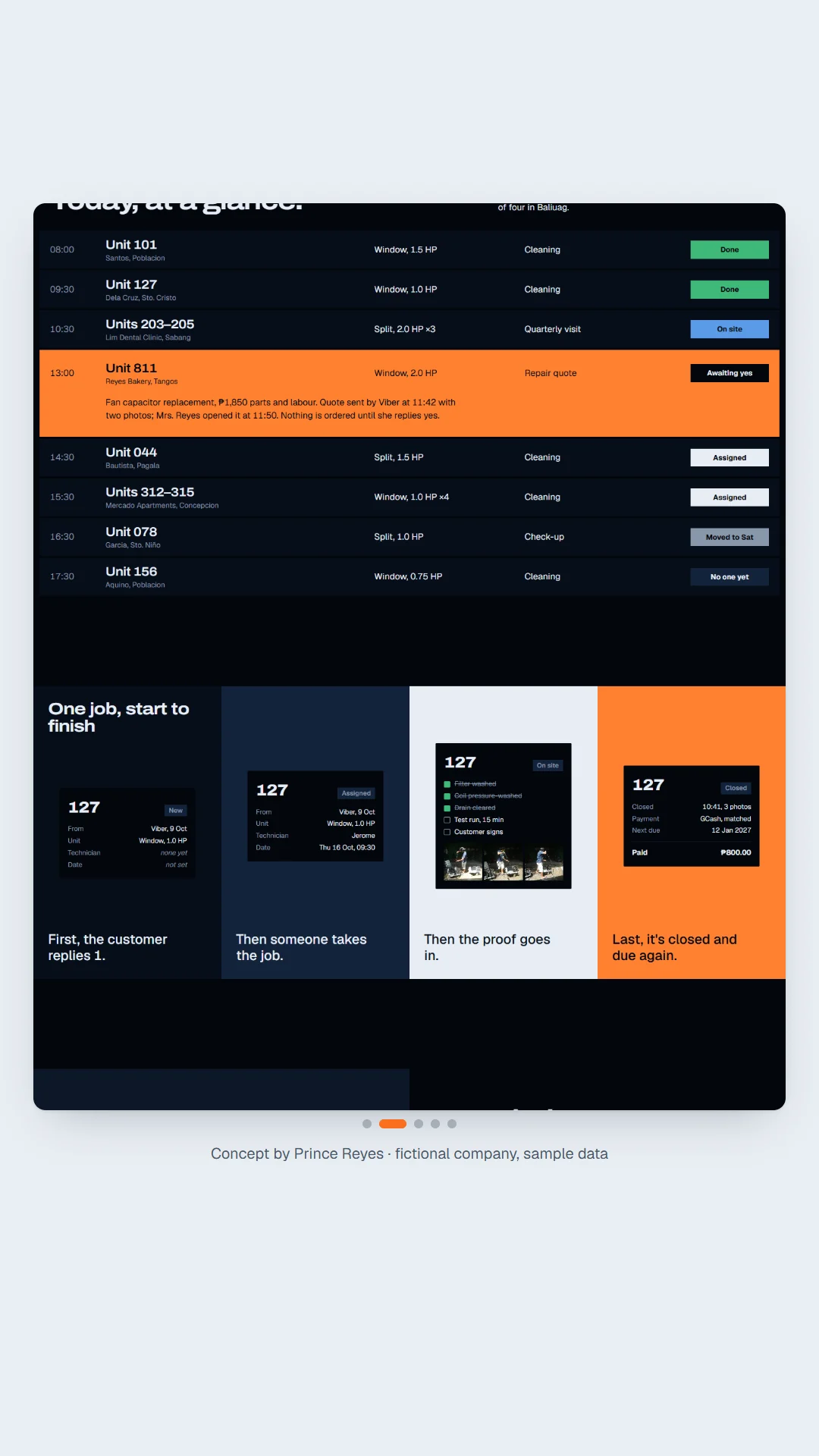 AyosGawa aircon home page, scroll image 2, a column of the full page.