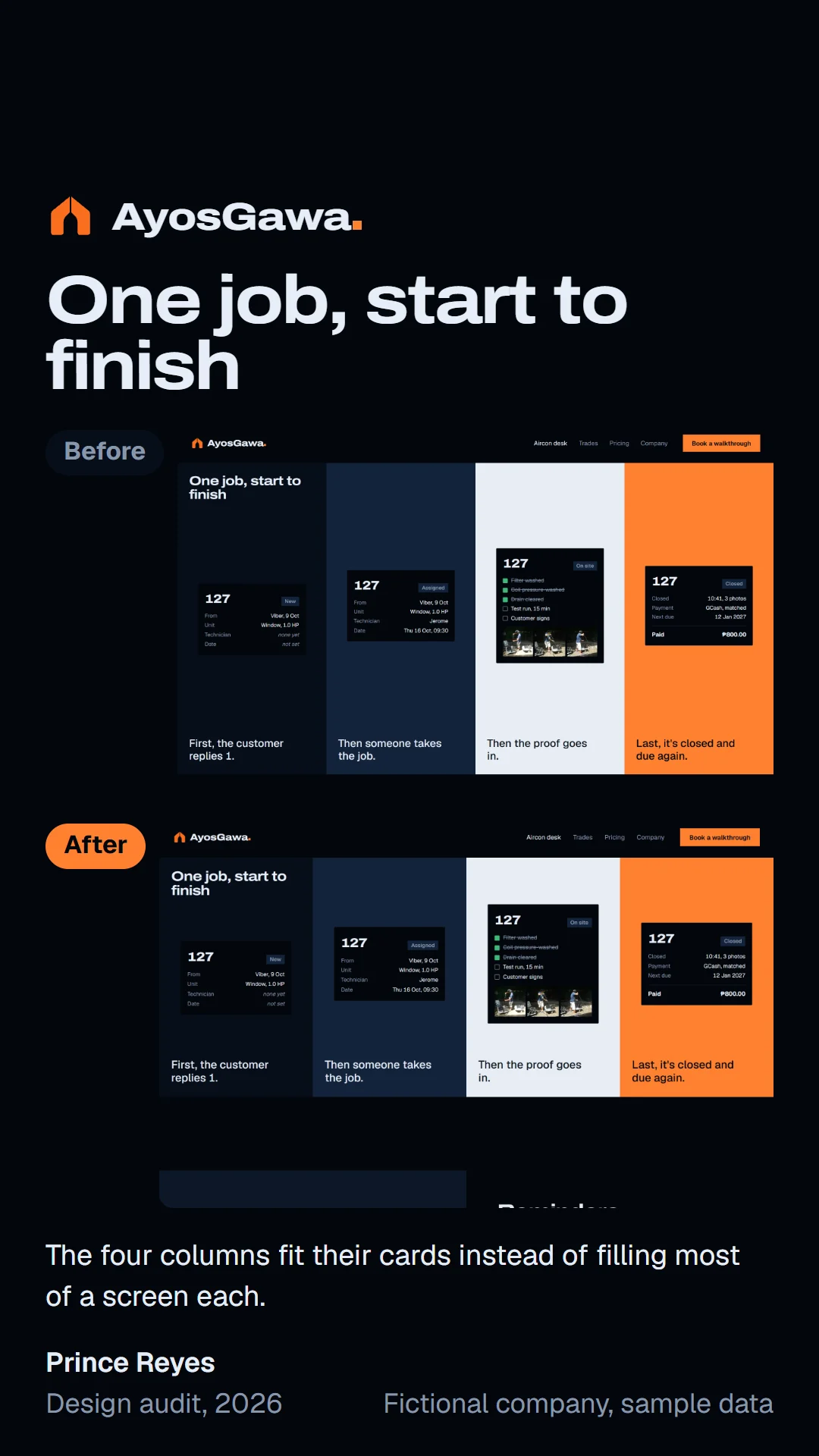 Before and after slide 5 of the aircon site audit.