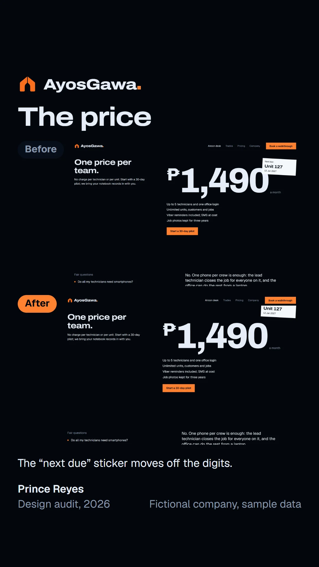 Before and after slide 4 of the aircon site audit.