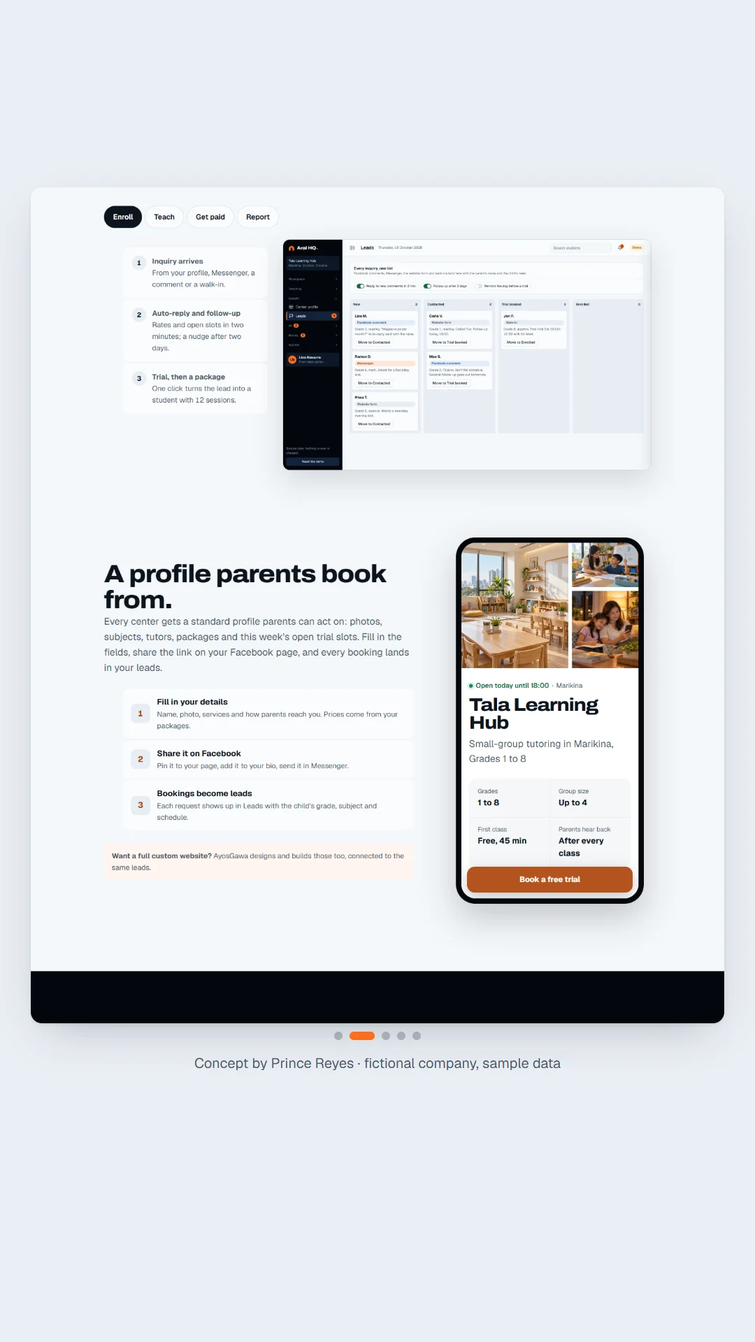 Aral HQ home page, scroll image 2, a column of the full page.