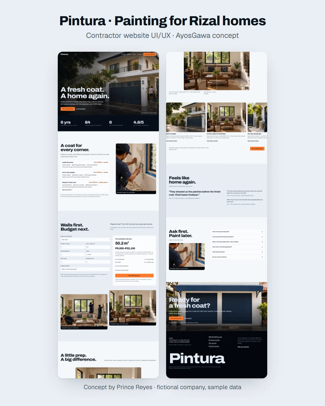 Home page as a Facebook post: the whole page in columns.