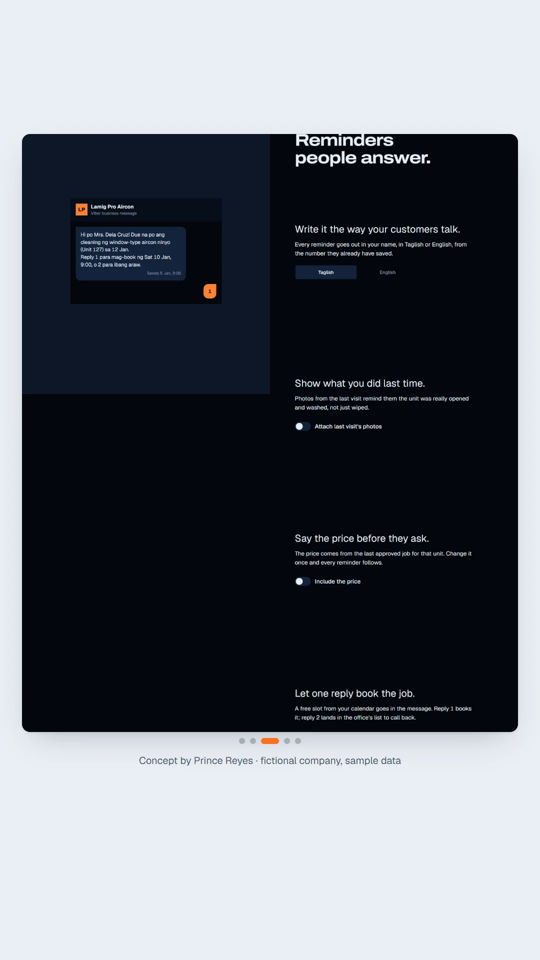 AyosGawa aircon home page, scroll image 3, a column of the full page.