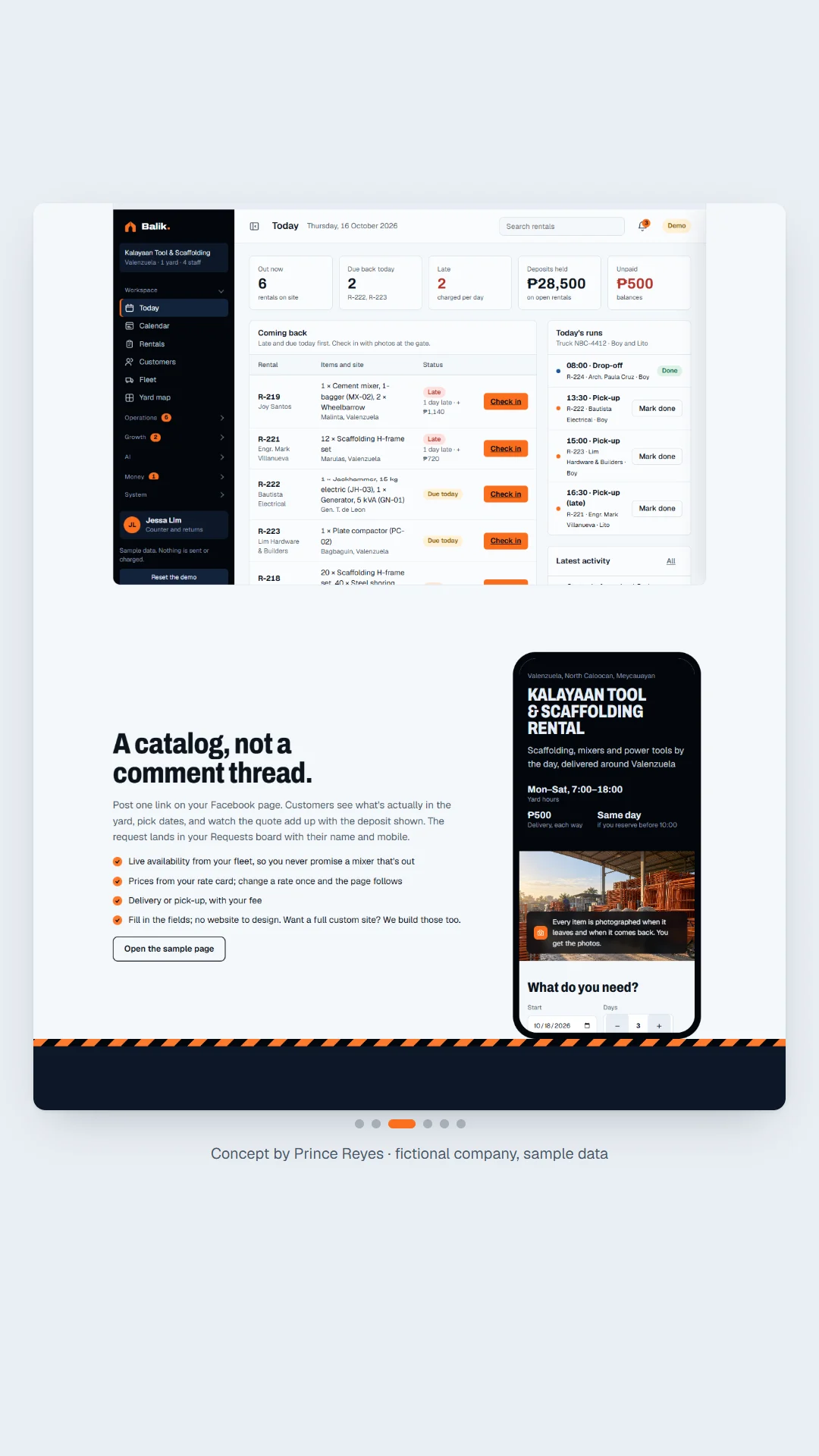 Part 3 of the home page, scrolled in sections