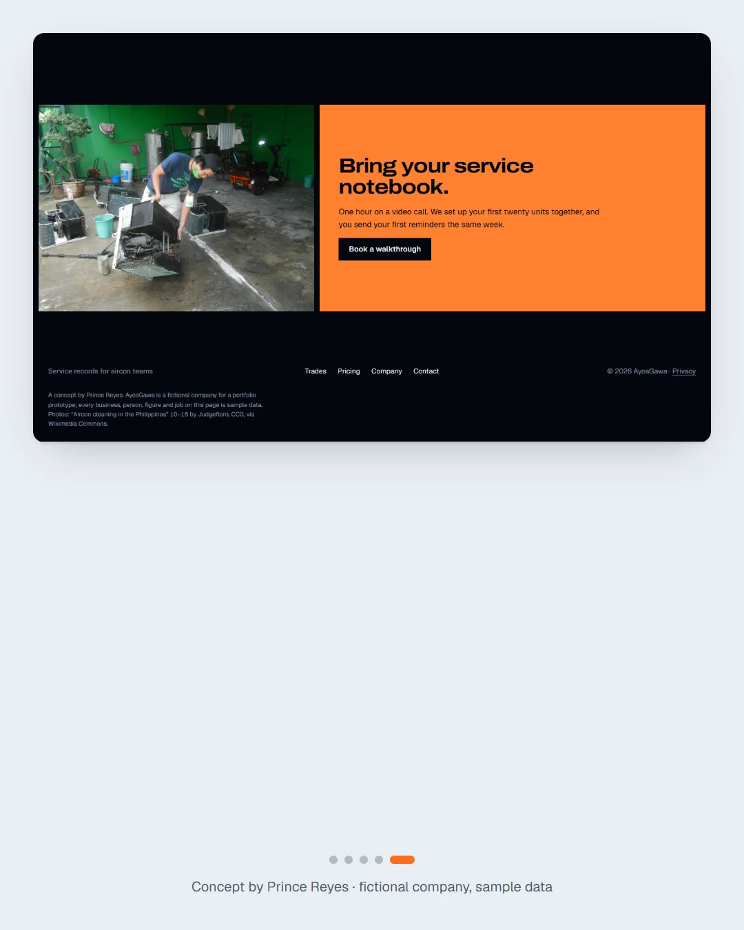 AyosGawa aircon home page, carousel slide 5.