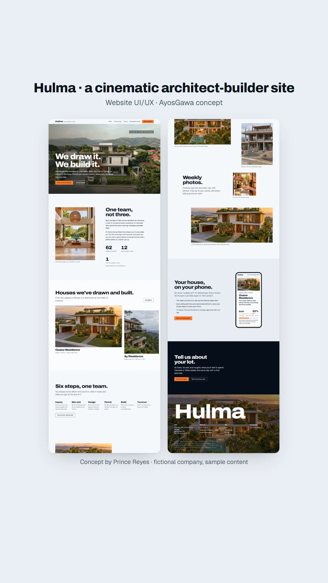 Home page as a vertical story.