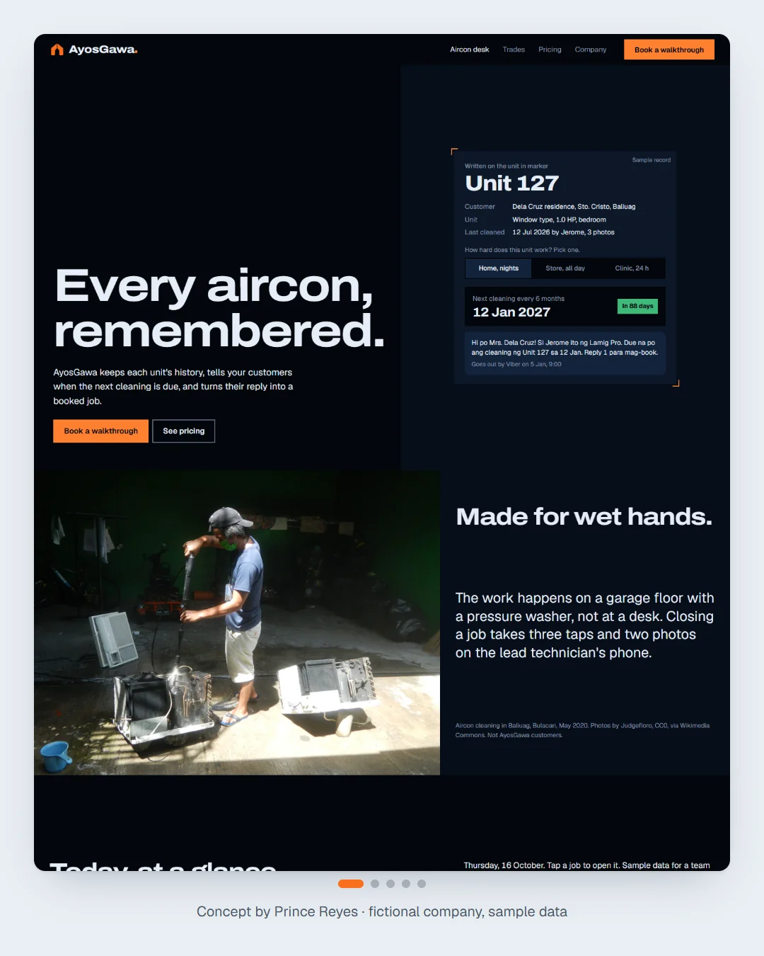 AyosGawa aircon home page, carousel slide 1.
