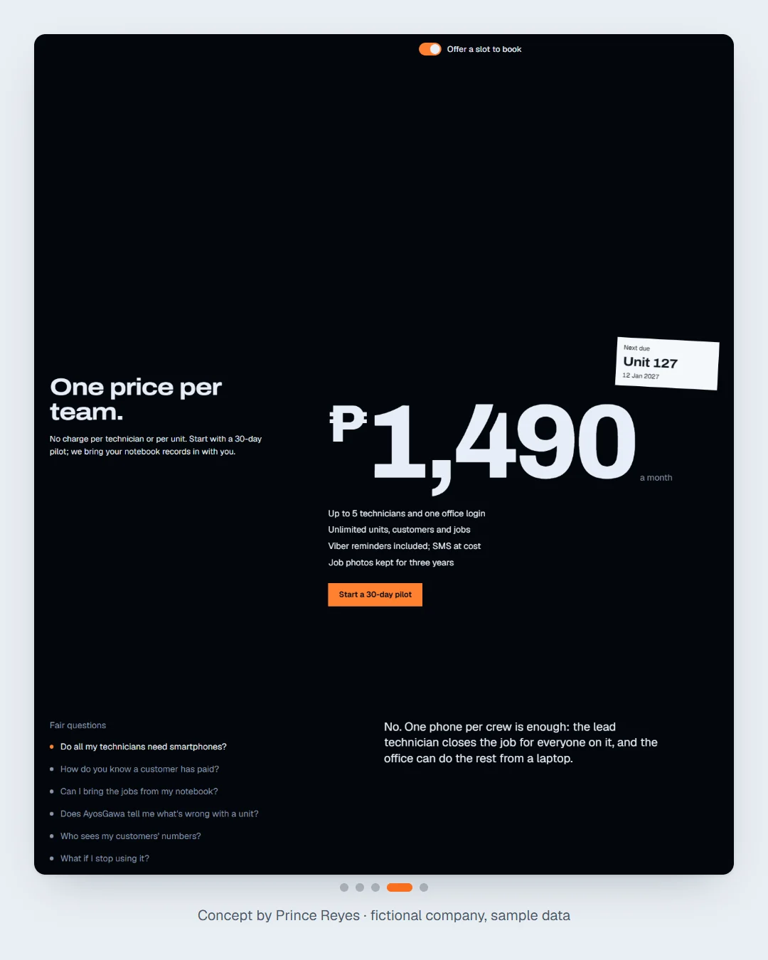 AyosGawa aircon home page, carousel slide 4.